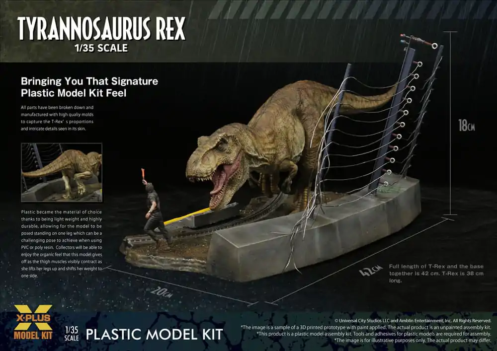 Jurassic Park 1/35 Tyrannosaurus Rex Műanyag modell készlet 42 cm termékfotó
