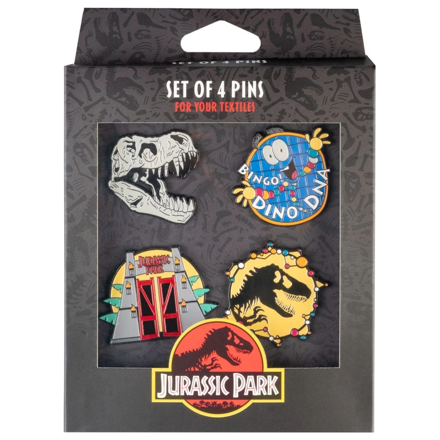 Jurassic Park 4 db-os kitűző csomag termékfotó