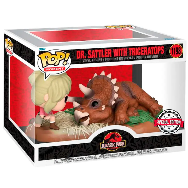 Jurassic Park Funko POP! Anyaent Vinyl figura Dr. Sattler with Triceratops Special Edition 9 cm termékfotó