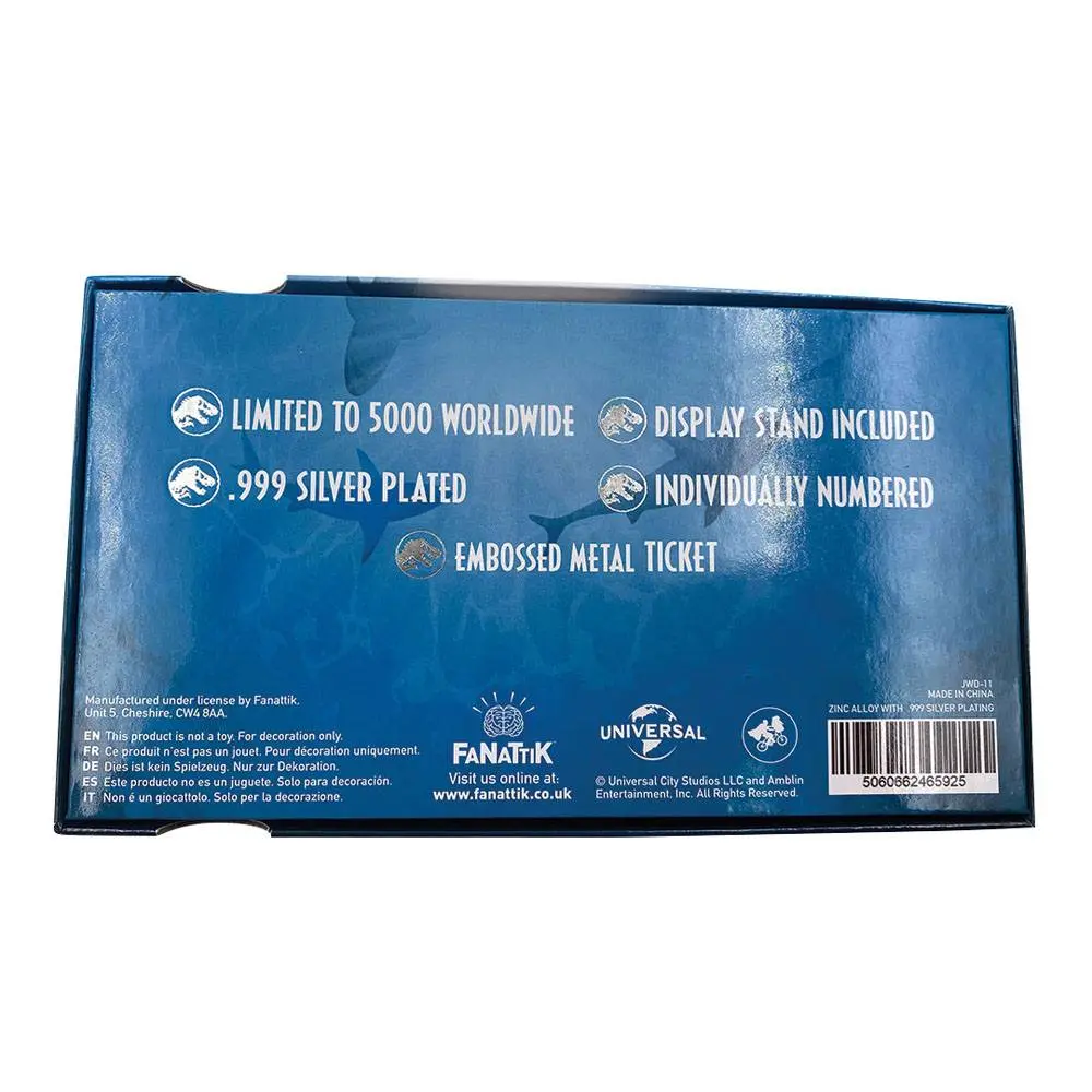 Jurassic Park Mosasaurus Ticket Ticket replika (Ezüstözött) termékfotó