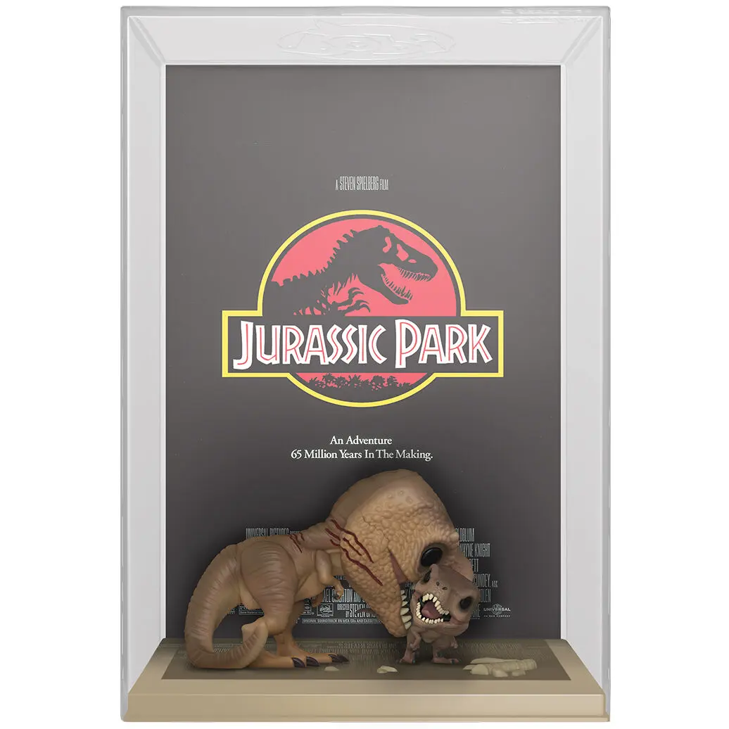 Jurassic Park POP! Movie Poszter & figura Tyrannosaurus Rex & Velociraptor 9 cm termékfotó