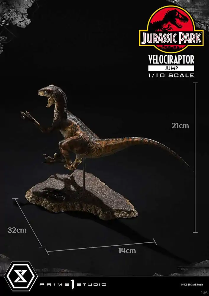 Jurassic Park Prime Collectibles 1/10 Velociraptor Jump szobor figura 21 cm termékfotó