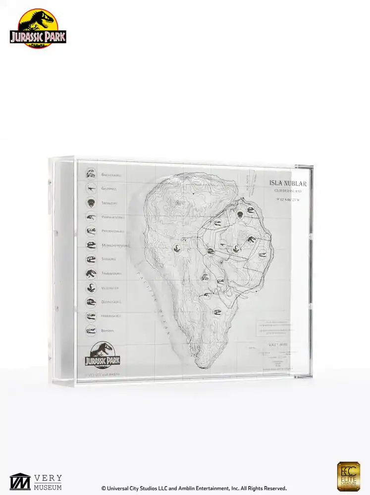 Jurassic Park Topographic Map Isla Nublar fali dísz termékfotó