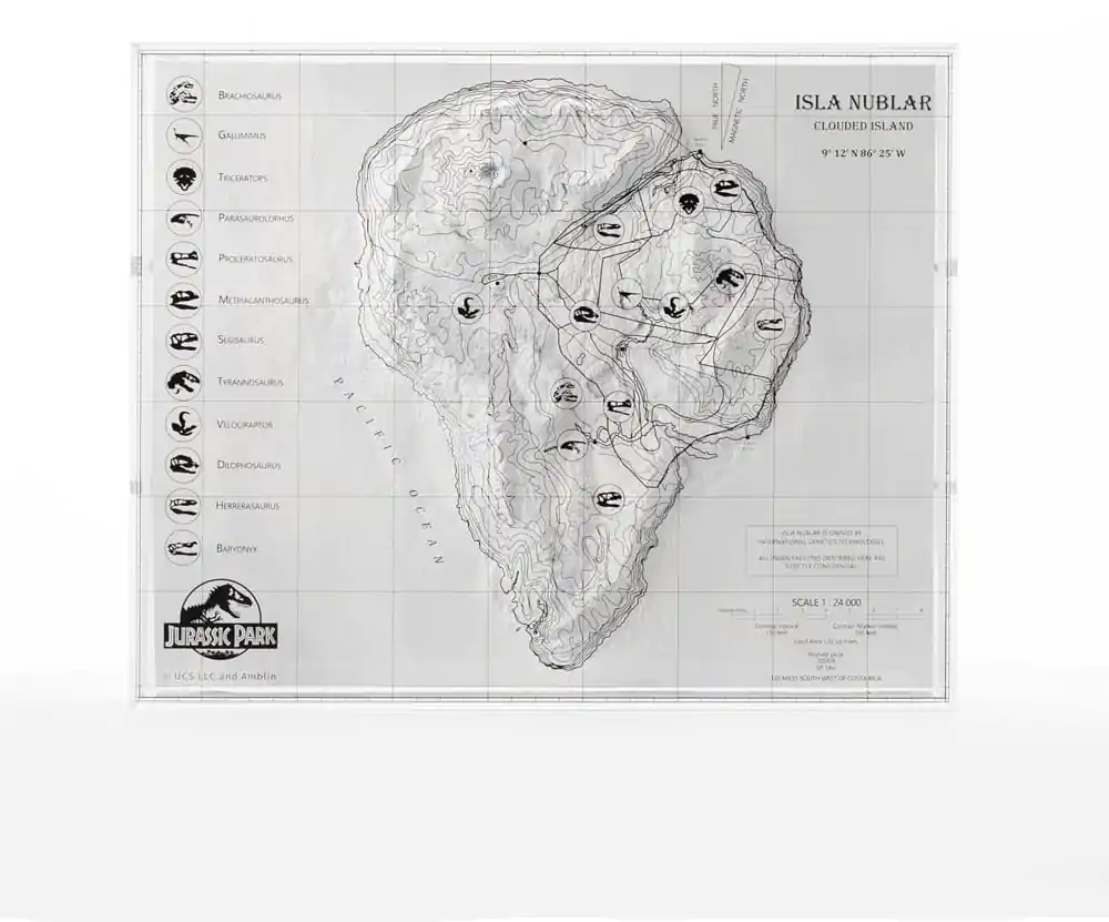 Jurassic Park Topographic Map Isla Nublar fali dísz termékfotó