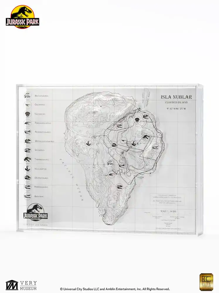 Jurassic Park Topographic Map Isla Nublar fali dísz termékfotó