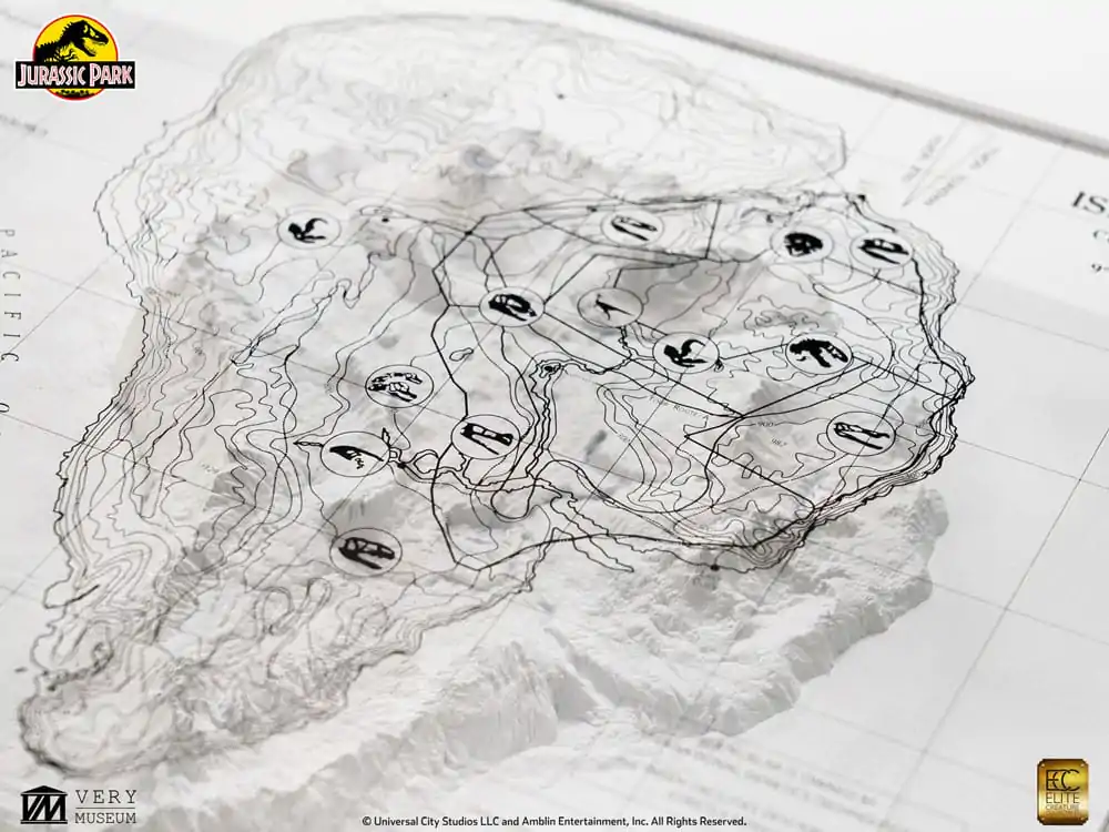 Jurassic Park Topographic Map Isla Nublar fali dísz termékfotó