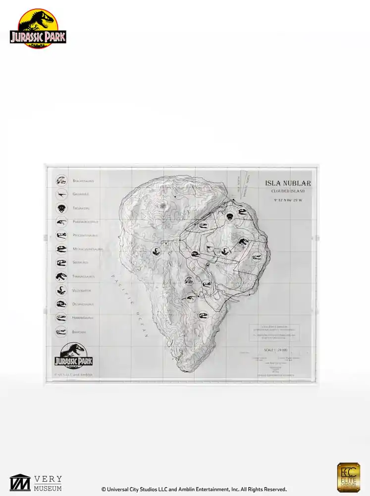 Jurassic Park Topographic Map Isla Nublar fali dísz termékfotó