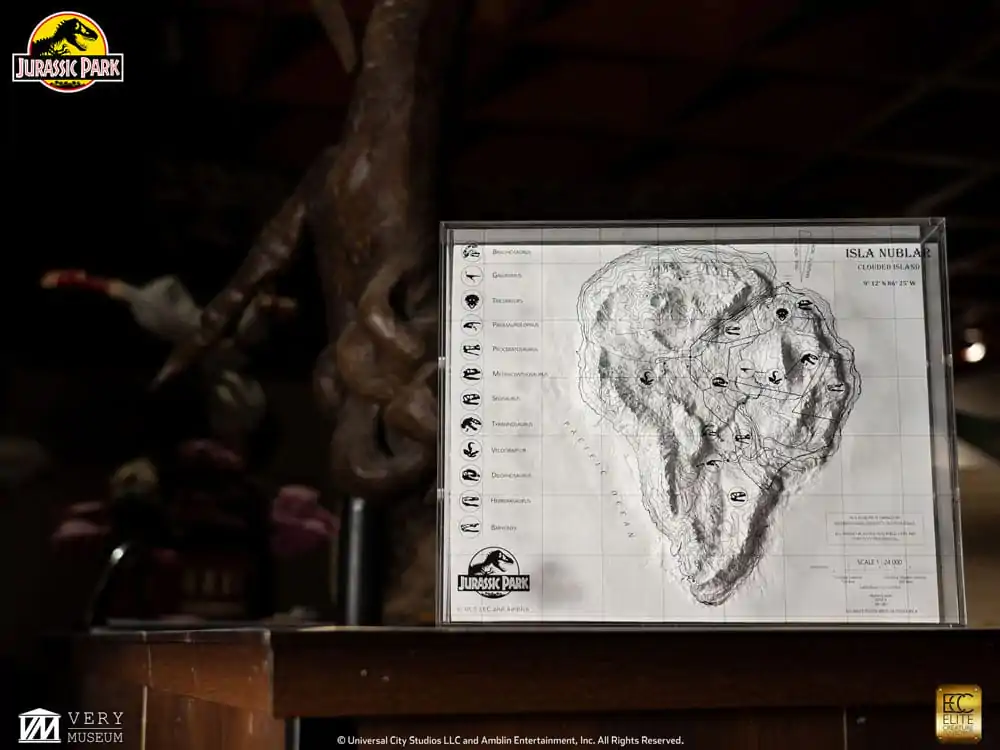 Jurassic Park Topographic Map Isla Nublar fali dísz termékfotó