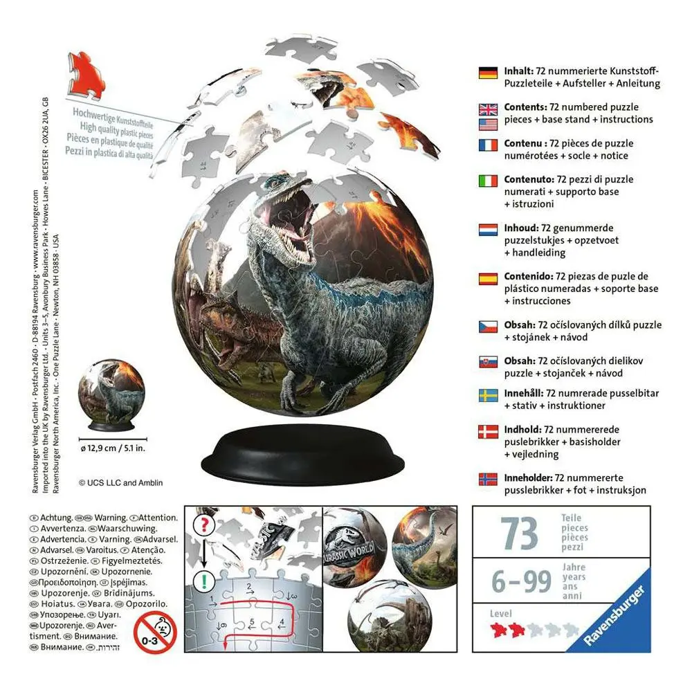 Jurassic World 3D Puzzle Ball (72 darabos) termékfotó