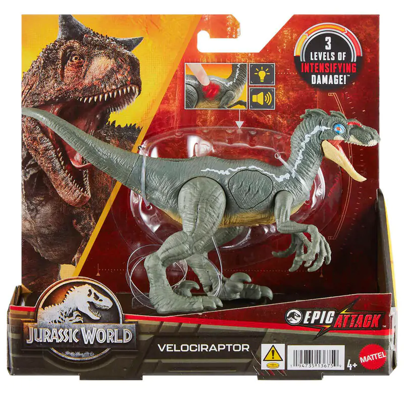Jurassic World Epic Attack Velociraptor figura 10cm termékfotó