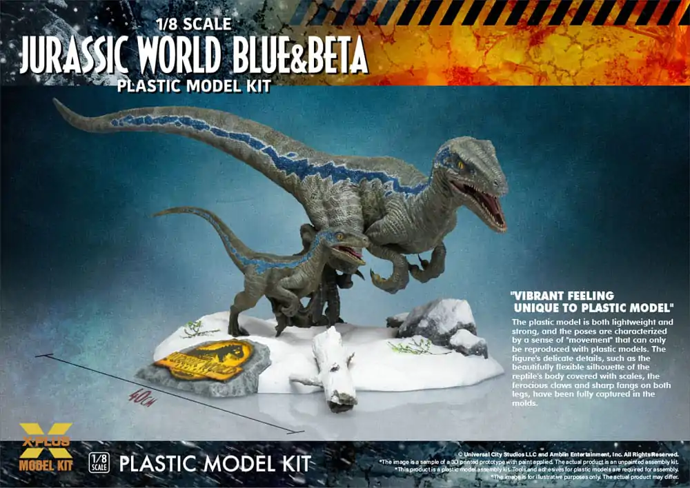 Jurassic World Műanyag modell készlet 1/8 Dominion Velociraptor Blue &amp; Beta 40 cm termékfotó