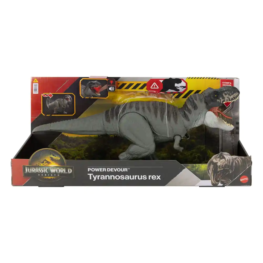Jurassic World Rebirth Power Devour Tyrannosaurus Rex akciófigura hanggal 21 cm termékfotó
