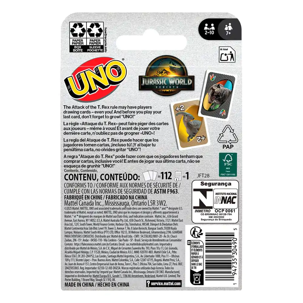 Jurassic World Rebirth UNO kártyajáték termékfotó