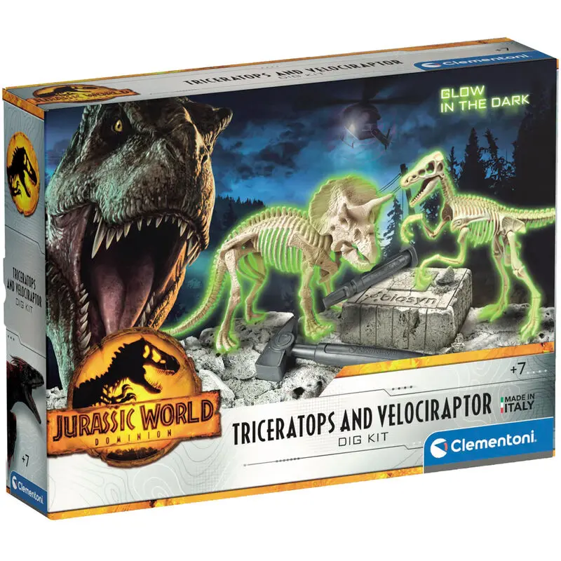 Jurassic World Triceratops és Velociraptor ásatás játékkészlet termékfotó
