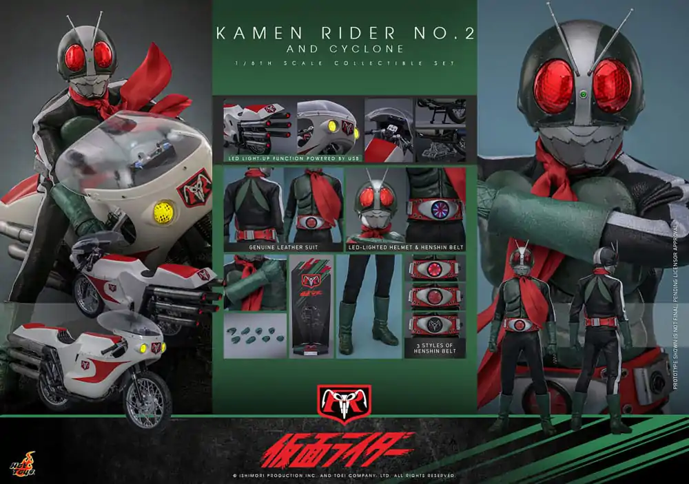 Kamen Rider 1/6 Kamen Rider No. 2 and Cylone figura és jármű csomag 30 cm termékfotó