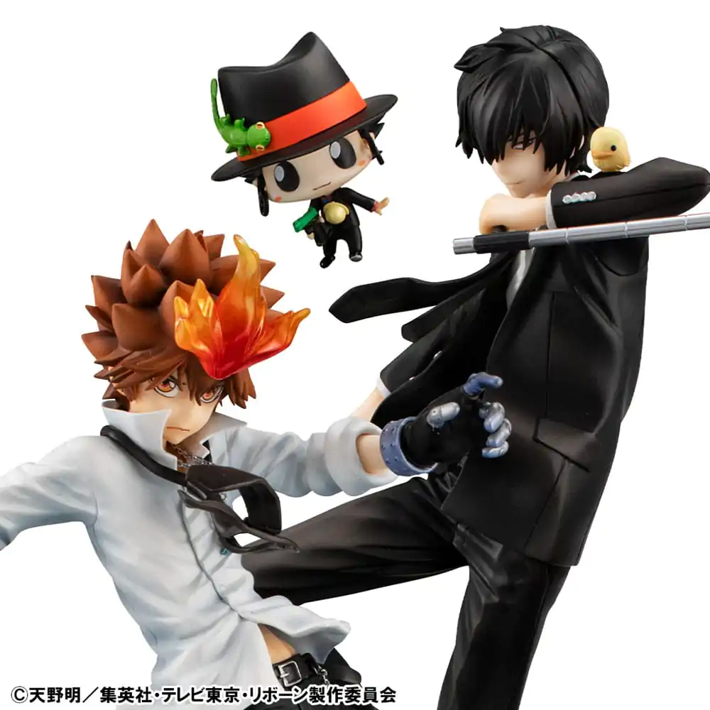 Katekyo Hitman Reborn! G.E.M. Series Tsunayoshi Sawada &amp; Kyoya Hibari &amp; Reborn Set PVC szobor figura 21 cm termékfotó