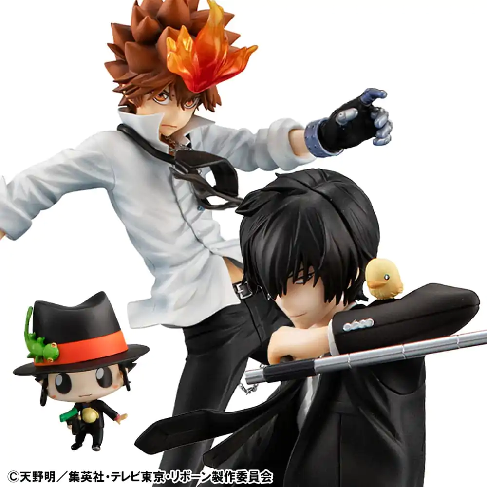 Katekyo Hitman Reborn! G.E.M. Series Tsunayoshi Sawada &amp; Kyoya Hibari &amp; Reborn Set PVC szobor figura 21 cm termékfotó
