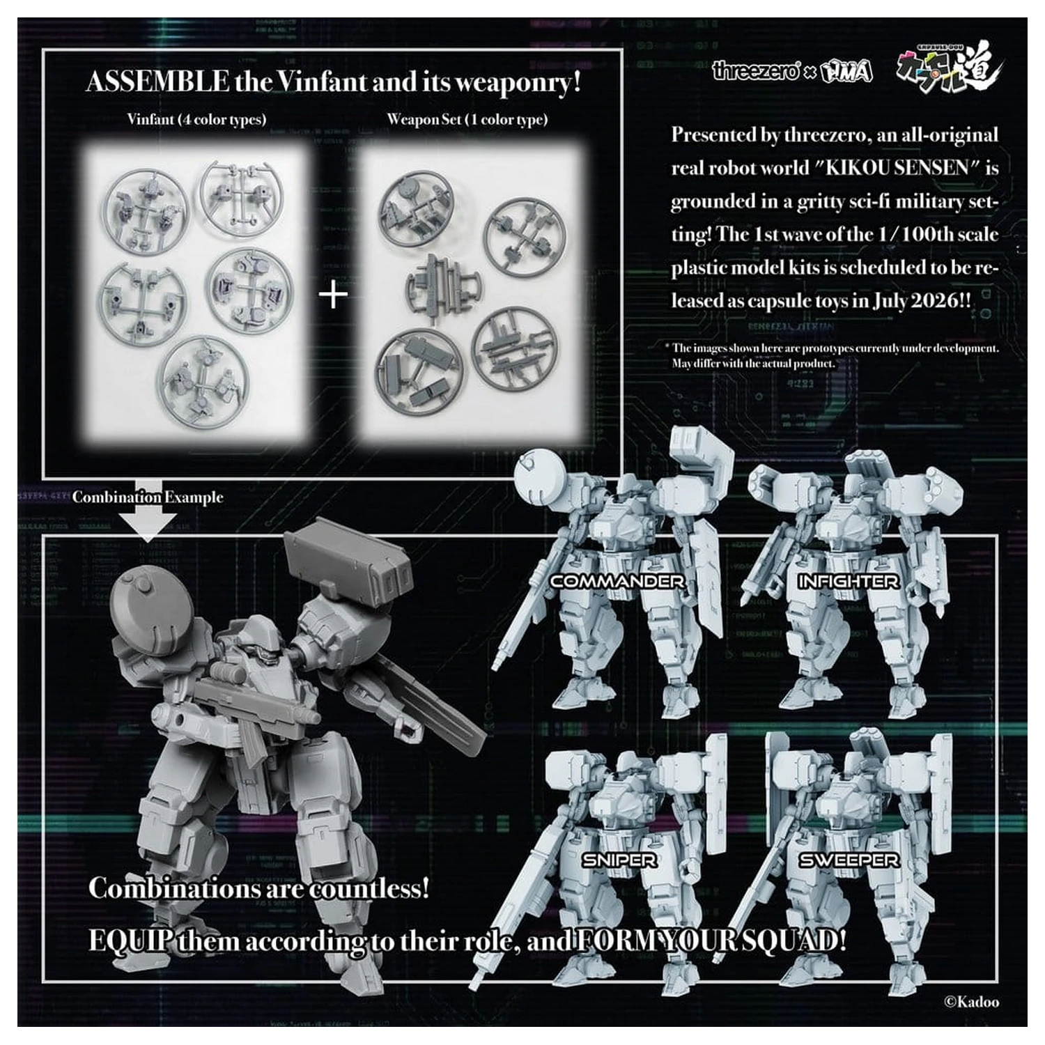 Kikou Sensen 1/100th Scale Wave 1 Műanyag modell készlet (1 db 6 darabos készlet) 6 cm termékfotó