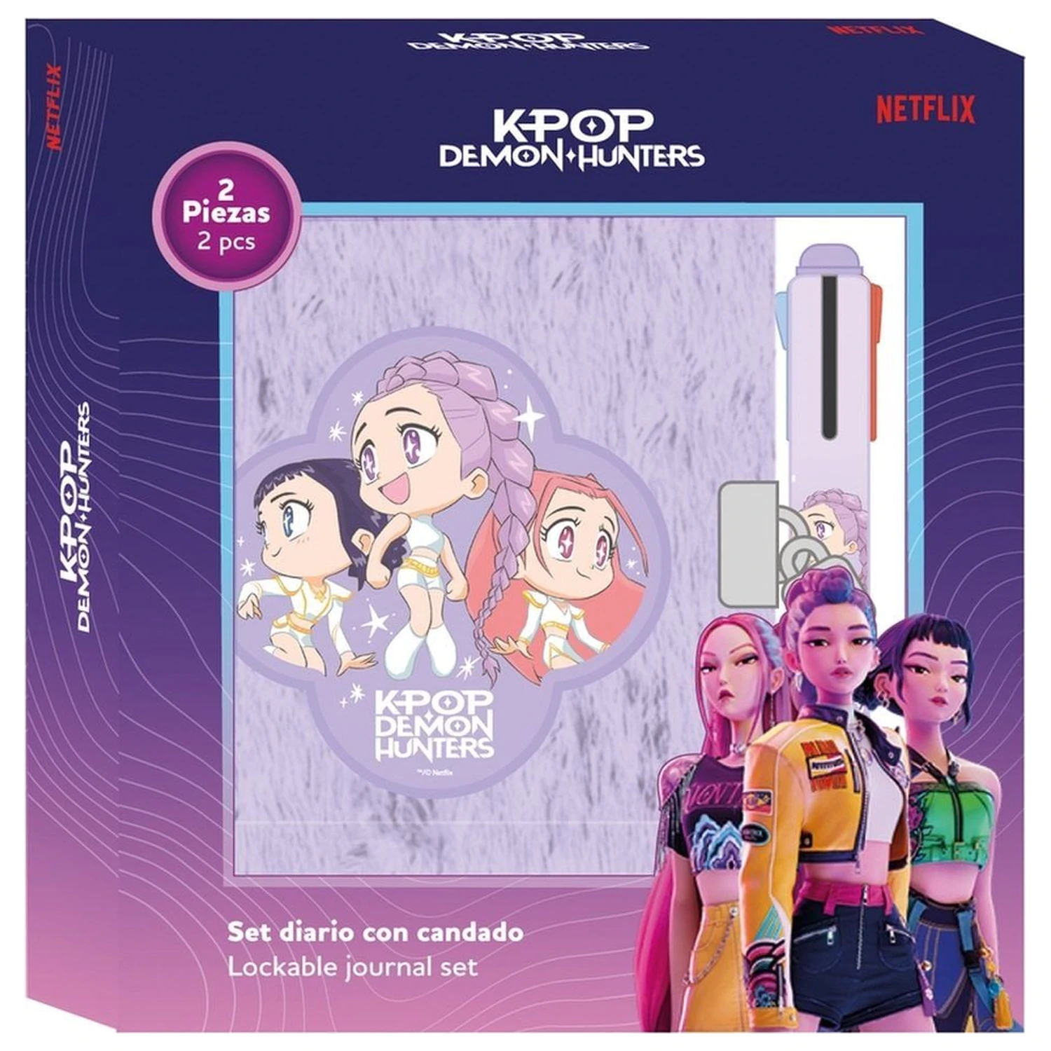 Kpop Demon Hunters Chibi keményfedeles füzet és 4 színű toll csomag  termékfotó
