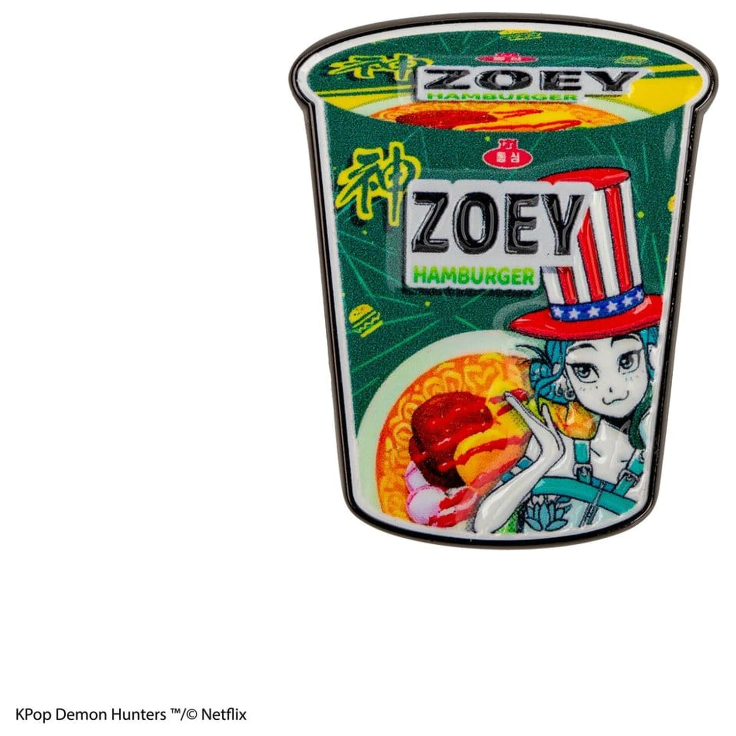KPop Demon Hunters Zoey Hamburger Noodles kitűző termékfotó