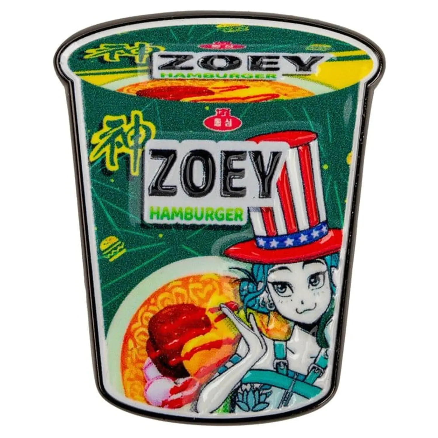 KPop Demon Hunters Zoey Hamburger Noodles kitűző termékfotó