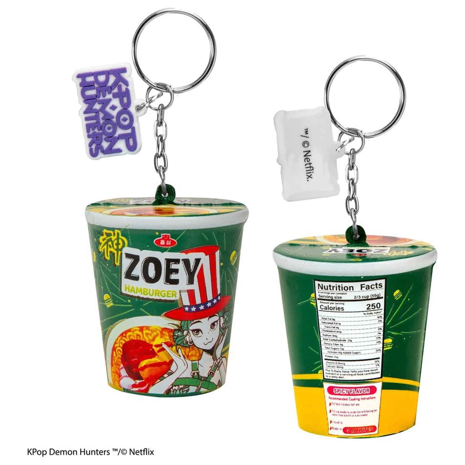 KPop Demon Hunters Zoey Hamburger Noodles Squishy kulcstartó termékfotó