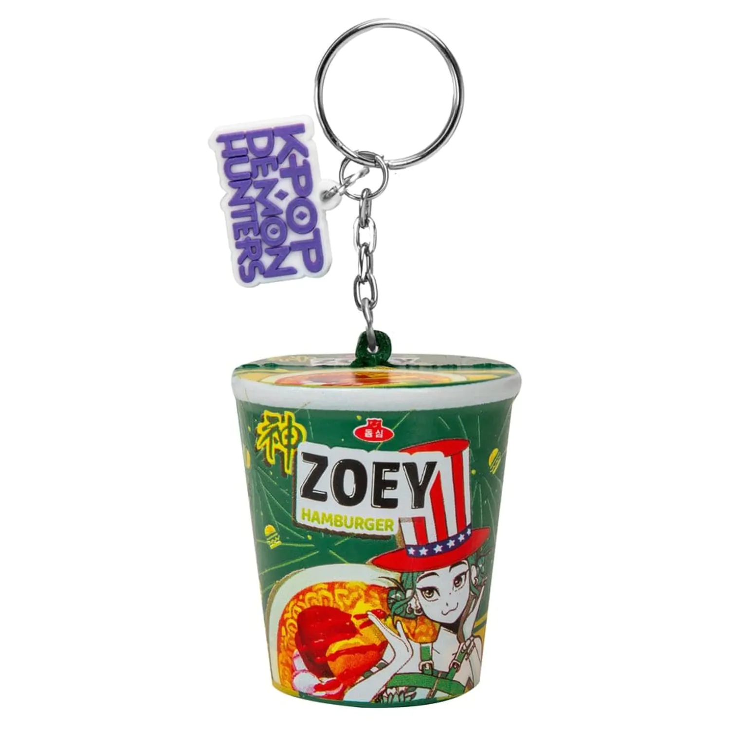 KPop Demon Hunters Zoey Hamburger Noodles Squishy kulcstartó termékfotó