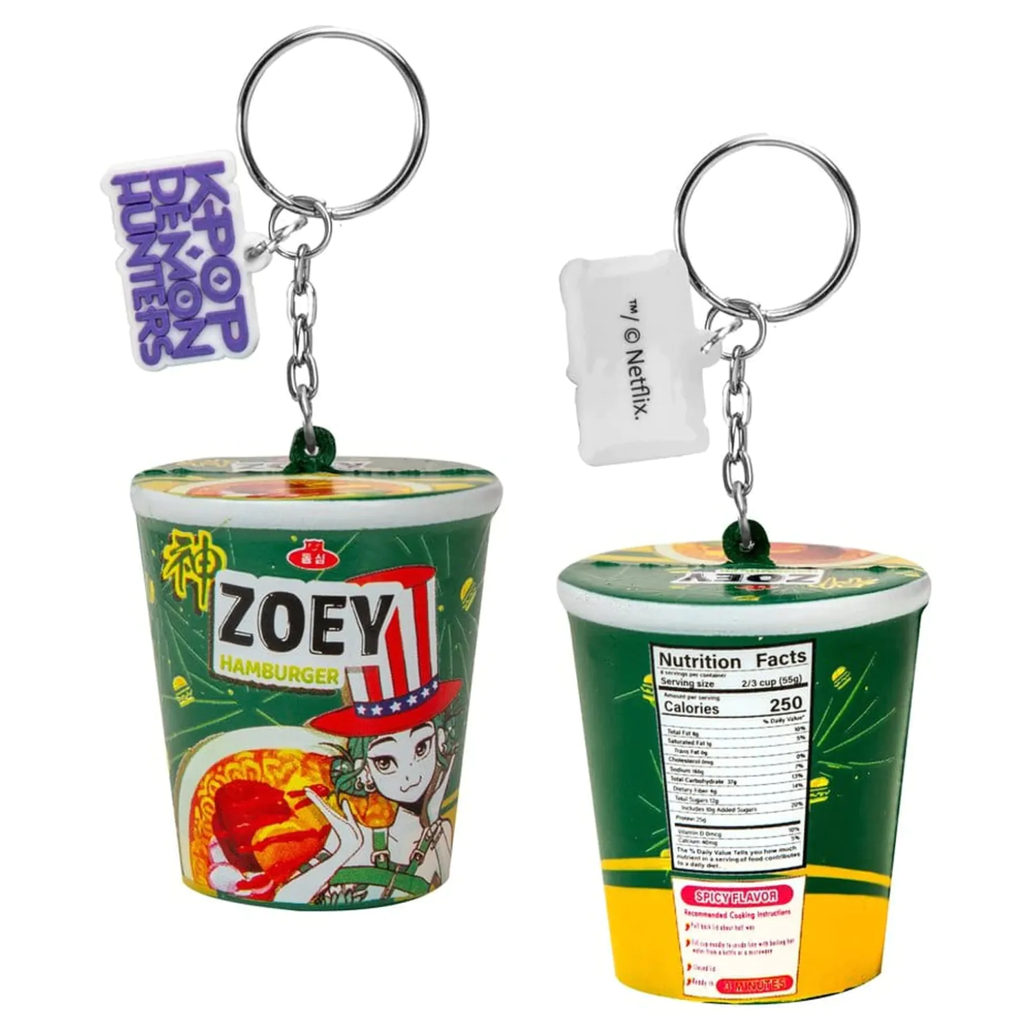 KPop Demon Hunters Zoey Hamburger Noodles Squishy kulcstartó termékfotó