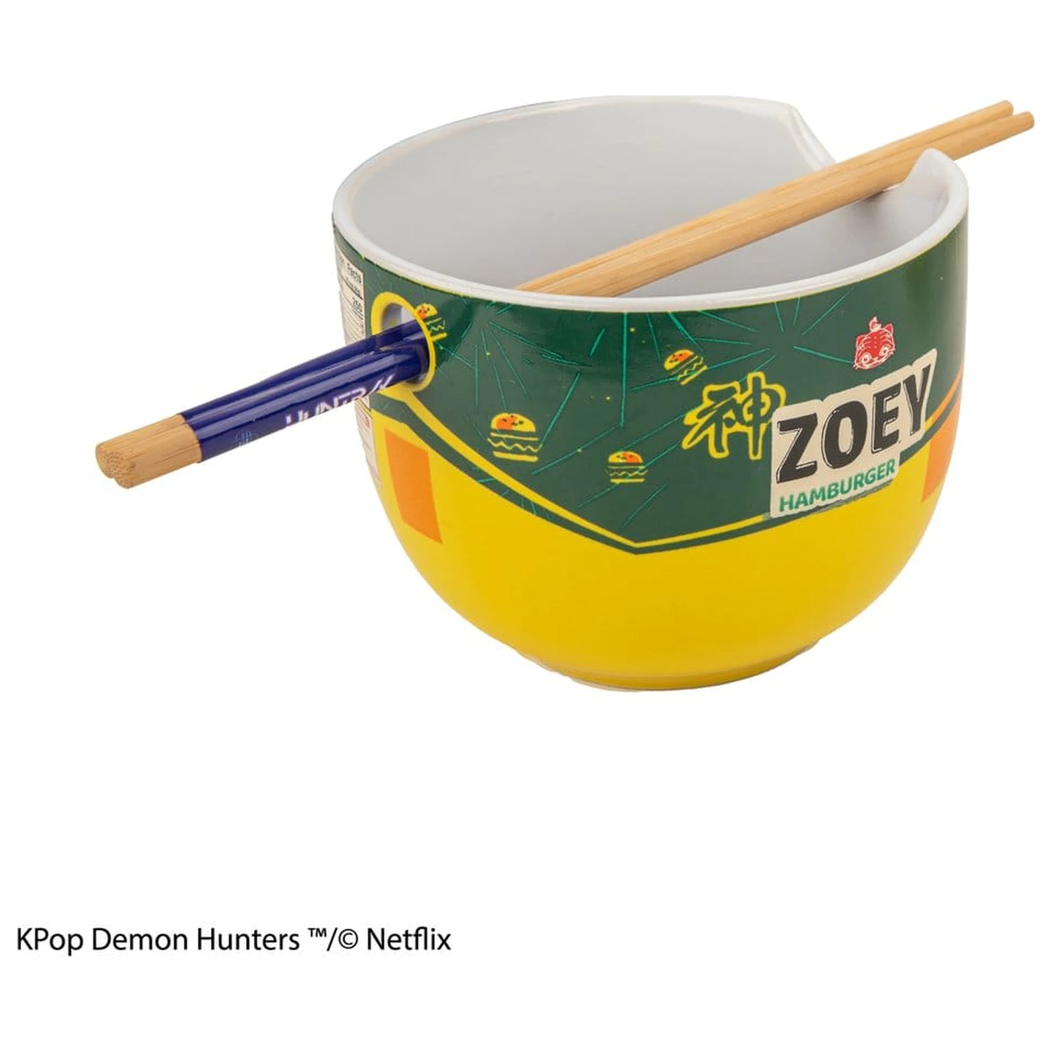 KPop Demon Hunters Zoey Hamburger Ramen tál és evőpálcika termékfotó