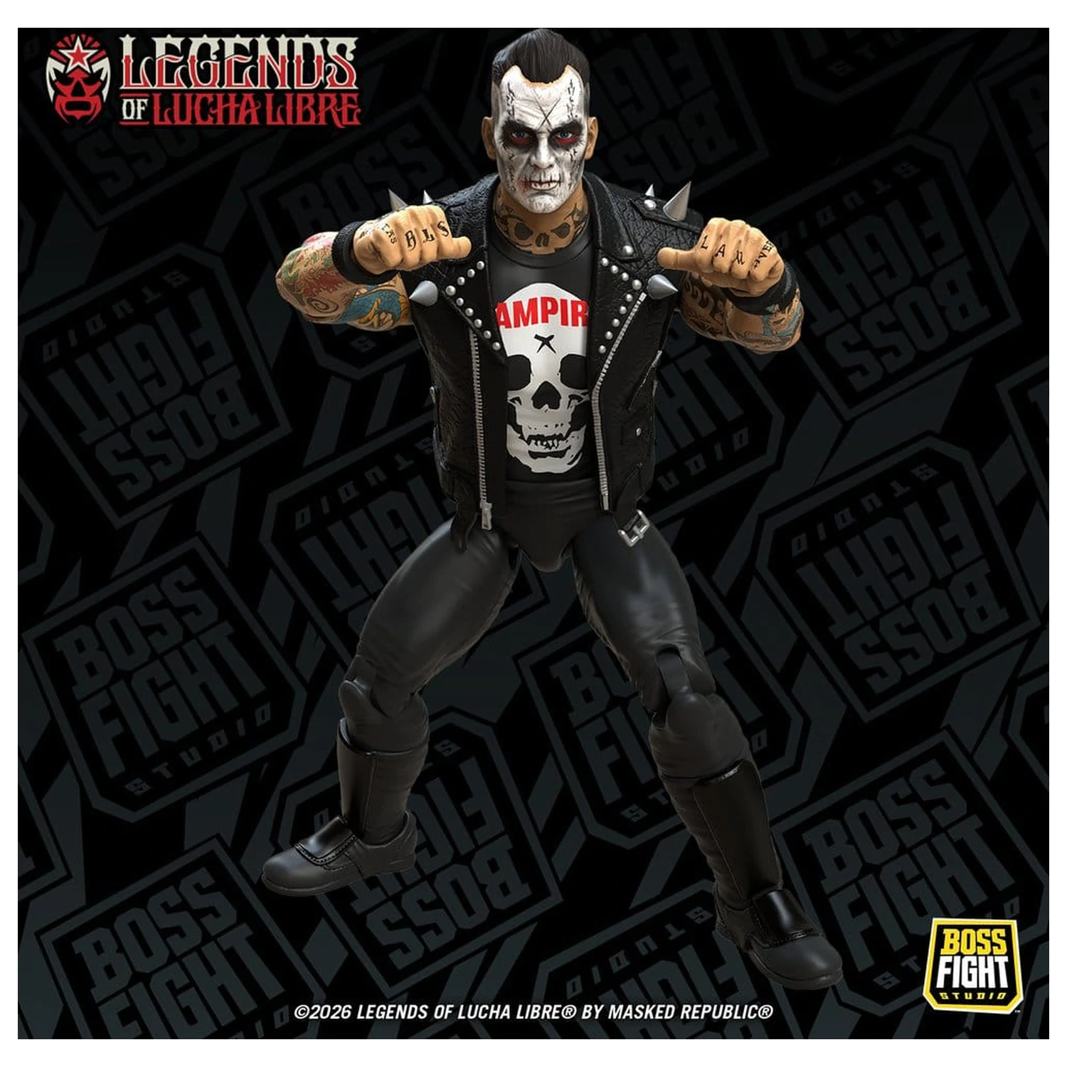 Legends of Lucha Libre Fanaticos Vampiro Coffin Box Resurrected akciófigura 15 cm termékfotó