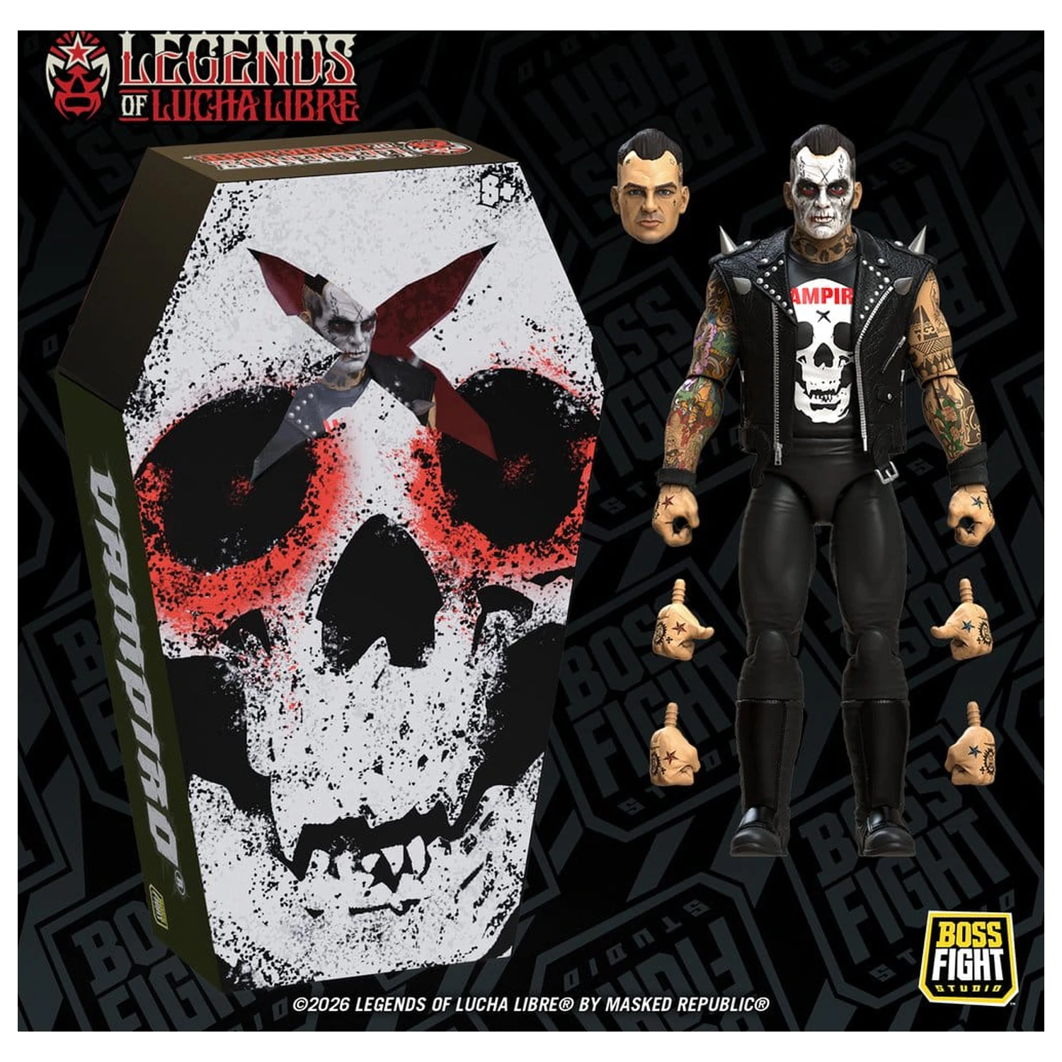 Legends of Lucha Libre Fanaticos Vampiro Coffin Box Resurrected akciófigura 15 cm termékfotó