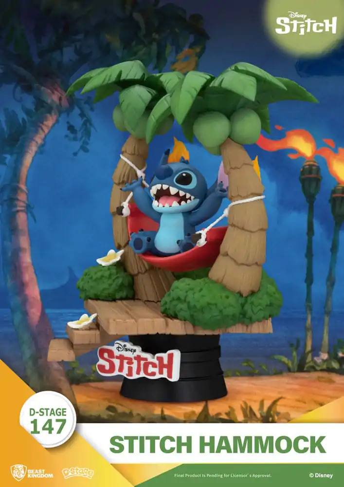Lilo &amp; Stitch D-Stage Stitch Hammock PVC Diorama szobor figura 13 cm termékfotó