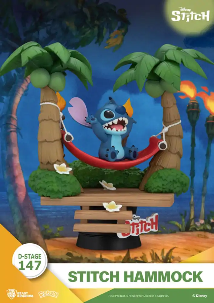 Lilo &amp; Stitch D-Stage Stitch Hammock PVC Diorama szobor figura 13 cm termékfotó