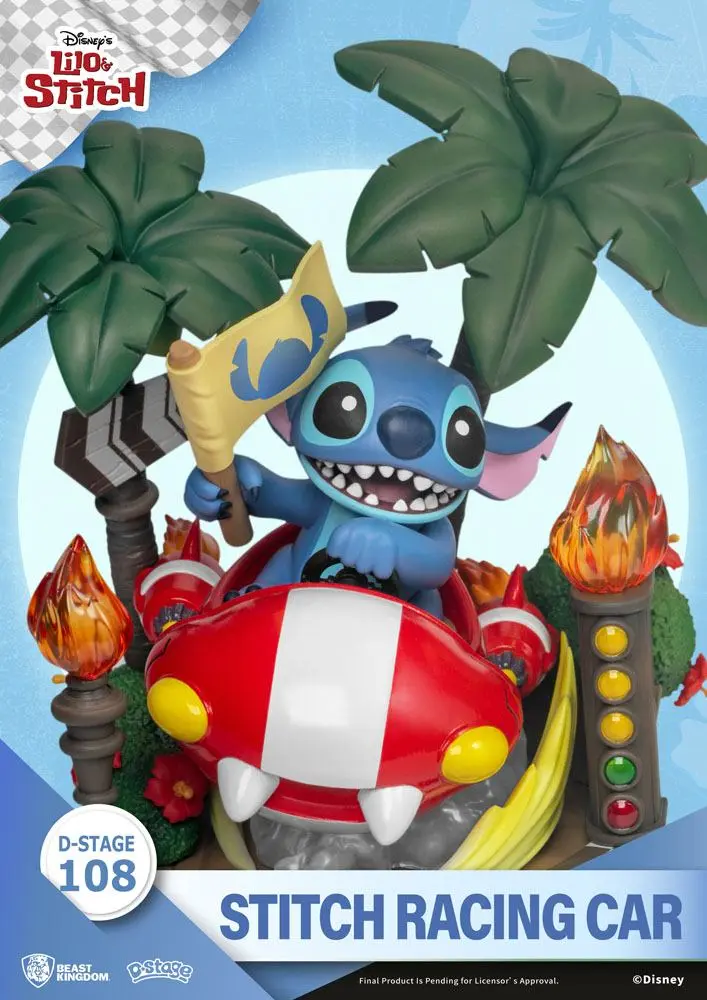 Lilo &amp; Stitch D-Stage Stitch Racing Car Closed Box Version PVC Diorama 15 cm termékfotó