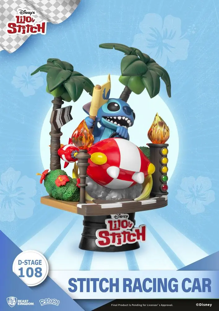 Lilo &amp; Stitch D-Stage Stitch Racing Car Closed Box Version PVC Diorama 15 cm termékfotó