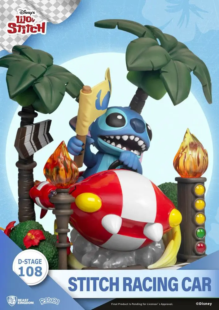 Lilo &amp; Stitch D-Stage Stitch Racing Car Closed Box Version PVC Diorama 15 cm termékfotó