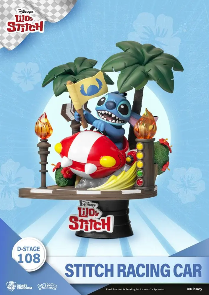 Lilo &amp; Stitch D-Stage Stitch Racing Car PVC Diorama 15 cm termékfotó