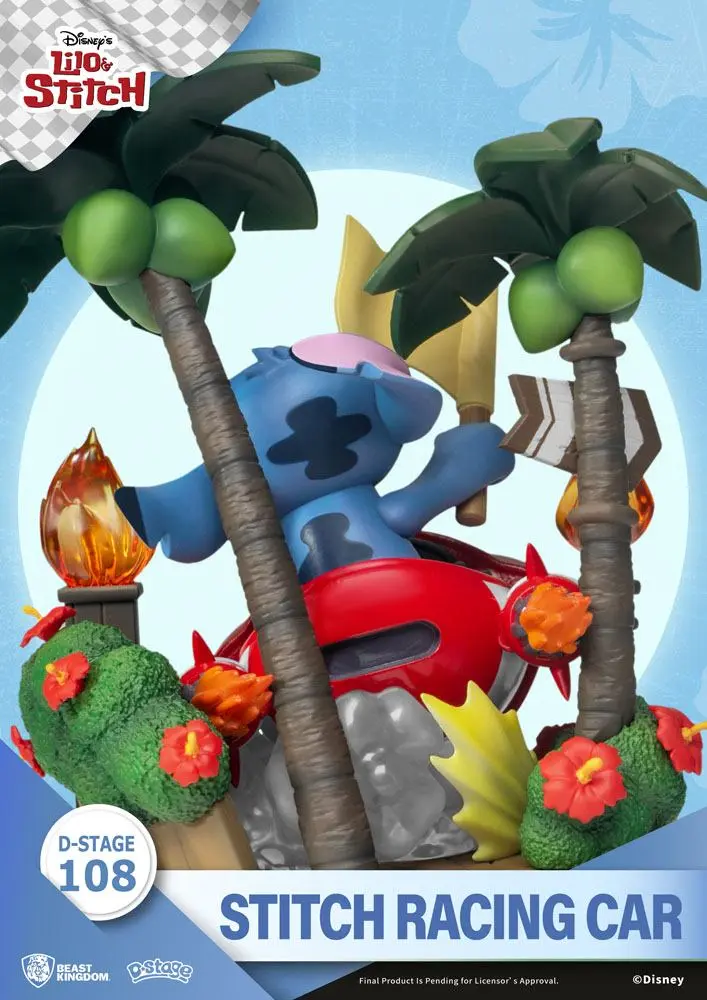 Lilo &amp; Stitch D-Stage Stitch Racing Car PVC Diorama 15 cm termékfotó
