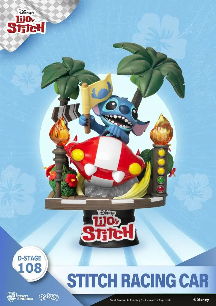Lilo &amp; Stitch D-Stage Stitch Racing Car PVC Diorama 15 cm termékfotó