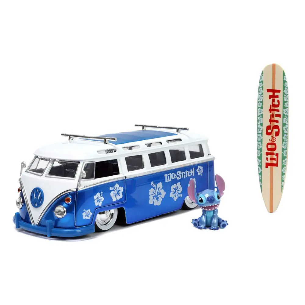 Lilo &amp; Stitch Hollywood Rides Diecast Model 1/24 1962 VW Bus és Stitch figura termékfotó