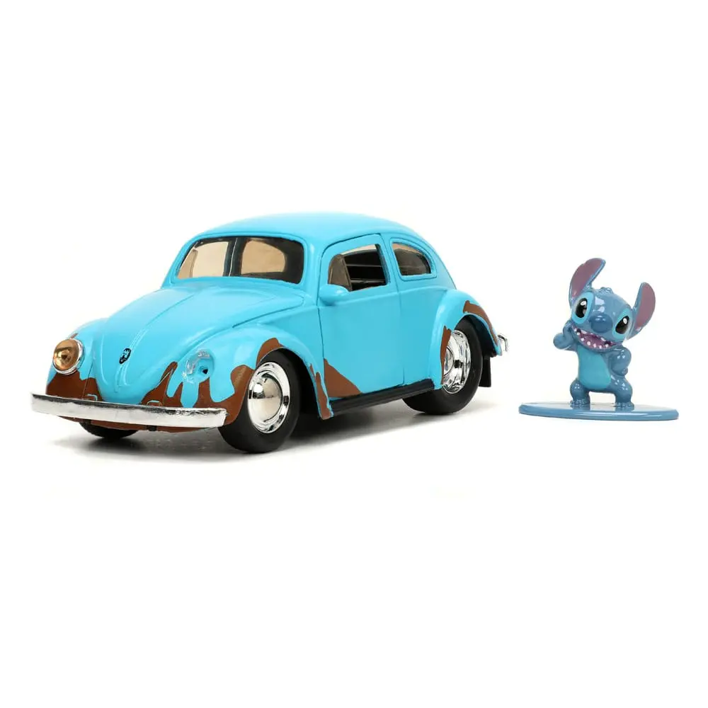 Lilo &amp; Stitch Hollywood Rides Diecast Model 1/32 Blue Volkswagen Beetle és figura termékfotó