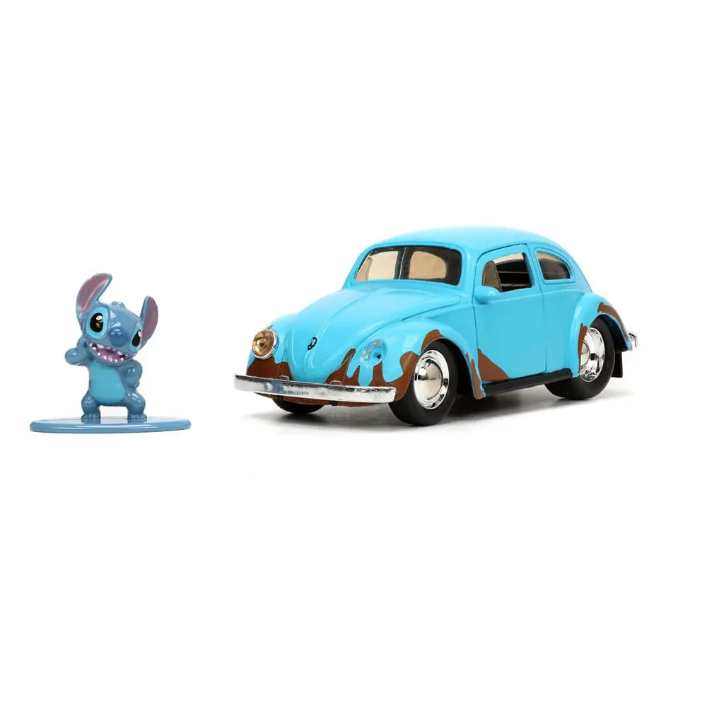 Lilo &amp; Stitch Hollywood Rides Diecast Model 1/32 Blue Volkswagen Beetle és figura termékfotó