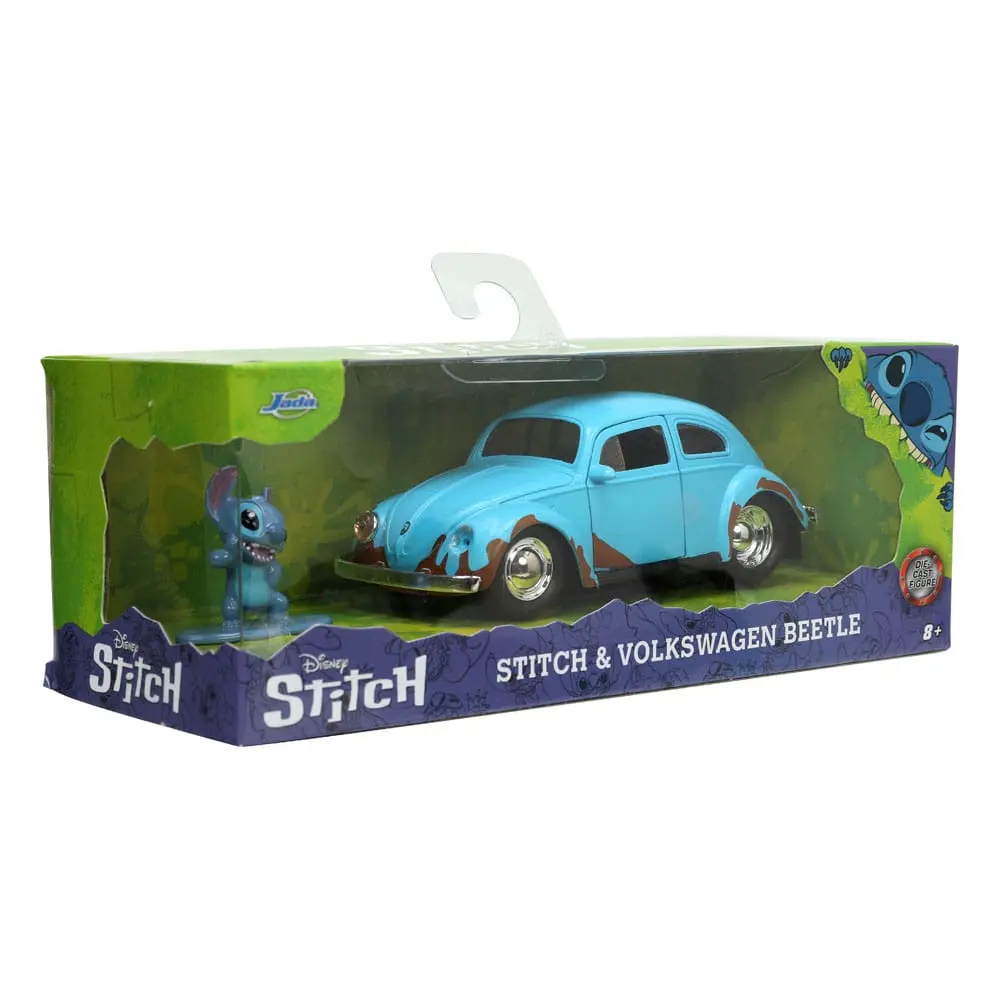 Lilo &amp; Stitch Hollywood Rides Diecast Model 1/32 Blue Volkswagen Beetle és figura termékfotó