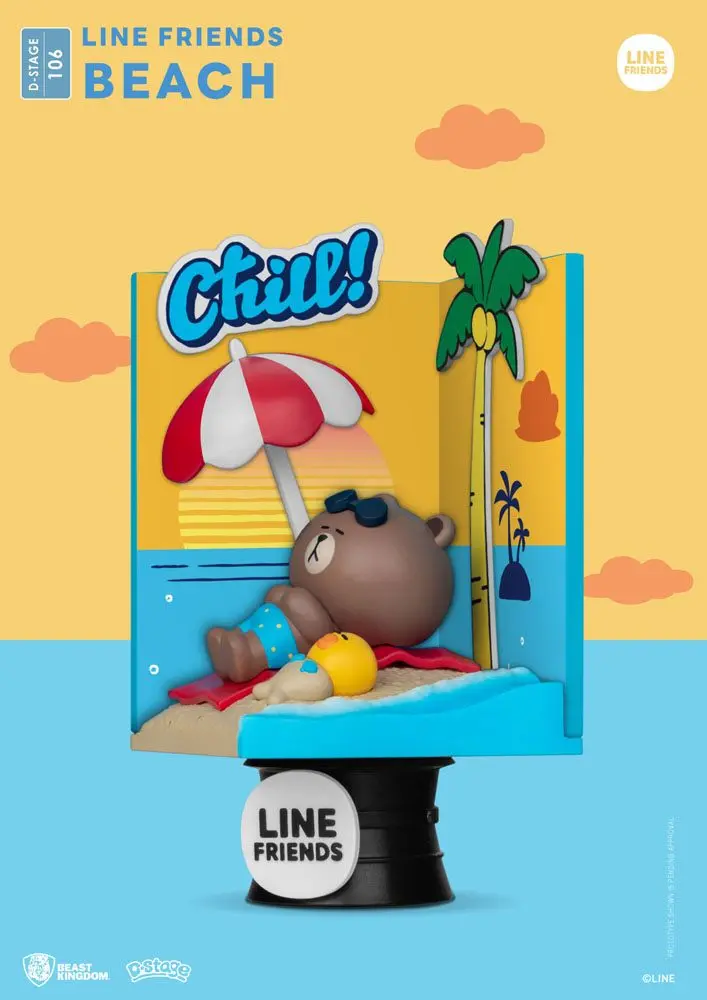 Line Friends D-Stage  Beach Closed Box Version PVC Dioráma szobor 16 cm termékfotó