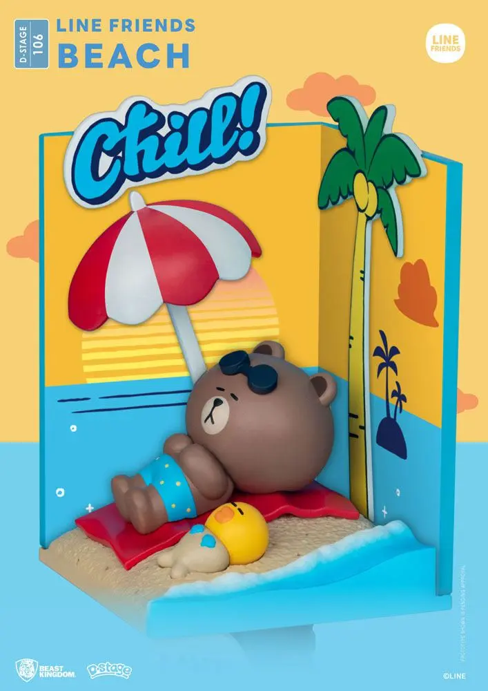 Line Friends D-Stage  Beach Closed Box Version PVC Dioráma szobor 16 cm termékfotó
