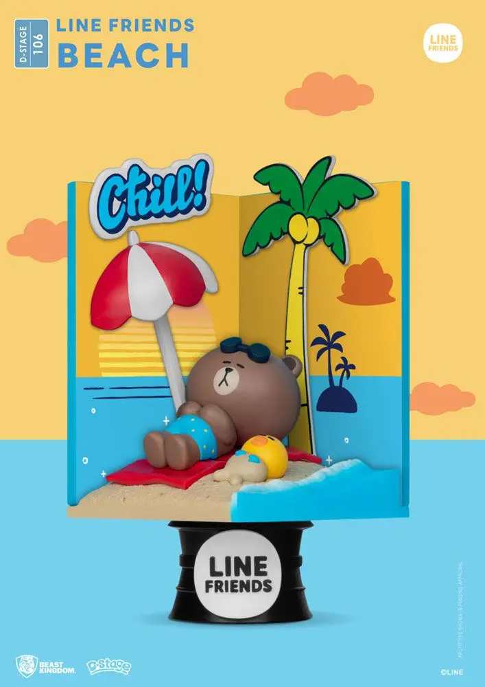 Line Friends D-Stage  Beach Closed Box Version PVC Dioráma szobor 16 cm termékfotó