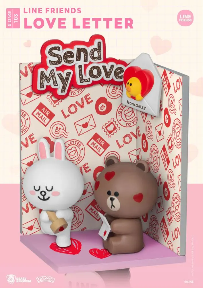 Line Friends D-Stage Love Letter PVC Dioráma szobor 16 cm termékfotó