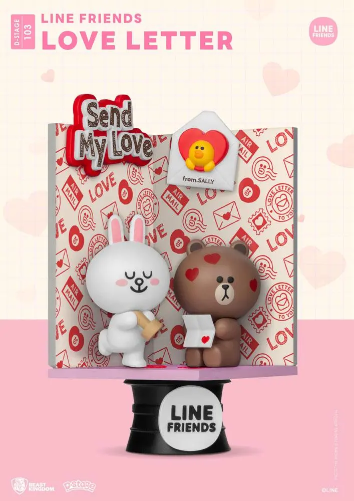 Line Friends D-Stage Love Letter PVC Dioráma szobor 16 cm termékfotó