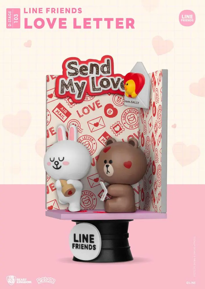 Line Friends D-Stage Love Letter PVC Dioráma szobor 16 cm termékfotó