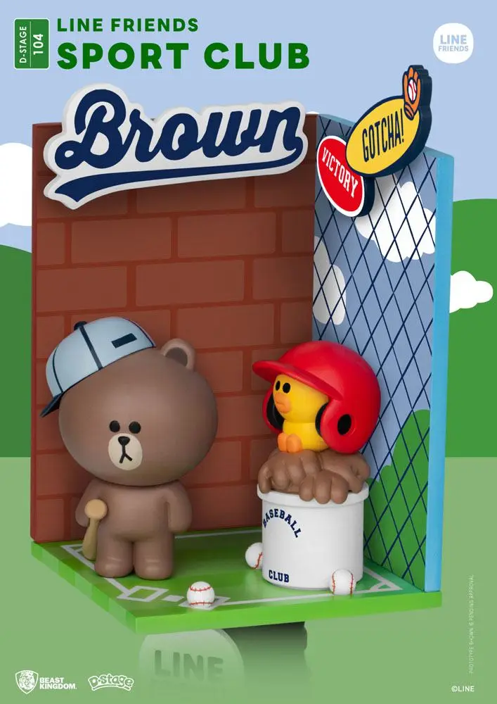 Line Friends D-Stage Sport Club Closed Box Version PVC Dioráma szobor 16 cm termékfotó